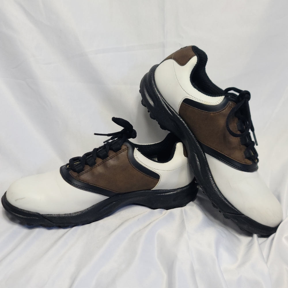FOOTJOY FJ GREEN JOYS Men’s Saddle White Brown Leather Golf Shoes 45516 Sz 10M